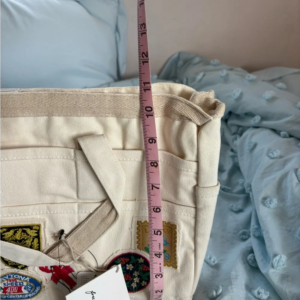 Free People Kiss My Patch Cream Canvas Tote with Colorful Patches - Picture 10 of 12